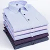 Artı Boyutu Erkek Çizgili Elbise Gömlek Örgün Moda Sosyal Uzun Kollu Iş Işi Akıllı Rahat Gömlek Adam Giyim için 220322