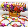 60pcs Kids Girls Children Wood beads Beautiful Bracelet Charm Lovely Wristbands Wholesale Birthday Party Bag Gift Filler Jewelry W220423