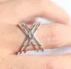 Bagues Cluster Argent 925 Criss Cross X Simple Plain Femme Doigt Complet JewelryCluster