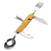 6 in1 Detachable Outdoor Tableware Camping Stainless Steel Fork Knife Spoon Bottle Opener Fold Kit For Hiking Survival Travel Y220530