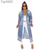 Kvinnor Trench Coat Designer Fashion Lady Wear Hole Lång ärm denim Windbreaker Jacket Cardigan denim Cape