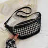 HBP Sacs de taille Houndstooth Plaid Femmes Taille Sac Toile et Pu Emballage Femelle Fanny Pack Dames Large Band Bandoulière Poitrine Tendance Marque 220727