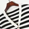Women's Knits & Tees Runway Brand Cardigan Sweater Women Striped V-Neck Long Sleeves Buttons Sweter Damski 2022 Fashion Casual Knit Jersey J