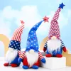 Party Suppleie Independence Day Patriotiska Gnome Figurer Plush Dock 4th of July Memorial Day Decoration Home Inoor Ornament BBA13122