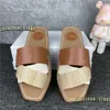 Summer Women Slippers High Quality Woman Woody Mules Sole Slipper Sandals Cross Band Leather Canvas Ladies Slides White Beige Designer Flip Flops Leather Slippers