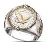 Hop Hip двухцветный 925 серебряных мужчин Золотые кольца Buffalo Nickel Jewelry Ring Mens Desing