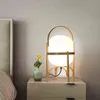 Lampe de table en verre en bois naturel japonais lampe de chevet de chambre à coucher E27 LED lampe sur pied pour salon étude éclairage de table H220423