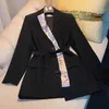 T101 Damen Anzüge Blazer Langarm Stitching Print Design Trendy Damen Anzug Korea Büro Königin Blazer 2021 Frühling Herbst Outwear Mantel