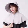 Szerokie brzegi czapki ohsunny kobiety wielki daszek z okładką na ramię wymienna czapka szal przeciw słoneczni zabezpieczanie okrąg
