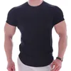 Casual Solid Short Sleeve T Shirt Men Gym Fitness Sports Bomull Tshirt Man Bodybuilding Skinny Tee Shirt Summer Tops Clothes 220527