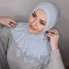 رمضان المسلمين الأزياء الدانتيل المشروط الهجاب Abaya الحجاب للنساء جيرسي لباس ترم وشاح عاصمة قبعة الفوري الإسلامي شال