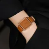 Wristwatches Vintage Women Antique Square Watches Neutral Design Girls Students Wrist Watch Waterproof Leather Strap Quartz ClocksWristwatch