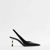 Sandals High Heels Shoes Woman 2022 Za Be Shallow Mouth Female Black Fashion Heel Muller Pumps 220412
