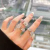 Solid 925 Silver Minialist ring Women's ring Cute Bling 8A Zircon Stone Adjustable diamond Rings for Women Mom& kid Love Wedding Engagement Fashion Jewelry 2022 Design