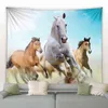 Коричневые лошади гобелен дикая природа пустыня бег на землю животных современные дома гостиная спальня декор стены настенный одеял J220804