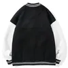 Jackets masculinos Carta de hip hop impressão de retalhos de coloração Block masculino harajuku streetwear jaqueta homem casacos de beisebol unissexmen's