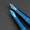 Hongdian donkerblauw bos metalen vulpen blauwe penpunt EF/F/gebogen mooie boomtextuur uitstekend schrijven zakelijke kantoorpen 220812