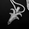 Iced Out Goat Pendant Necklace Fashion Mens Hip Hop Silver Necklaces Jewelry