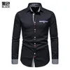 Chemises décontractées pour hommes Hommes Slim Fit Plaid Patchwork Robe d'affaires Chemise à manches longues boutonnée Chemisier de fête de mariage CamisasMen