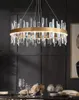 Luxury Crystal Round Pendant Lamps Art Living Room Stainless Steel Chandelier Lamps After Ice Edge American Creative Bedroom Study Restaurant Model