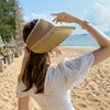 Wide Brim Hats Lady Straw Hat Women's Beach Broad-Brimmed Summer Sun Cap Travel Protection Topless Foldable HatWide Chur22