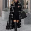 Kvinnor Plaid Winter Hooded Coat Trench Jacket Varm Slim Long Overcoat Outwear Autumn 2022 Parkas Basic Jackets Femme Phyl22