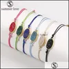 Link Chain Bracelets Jewelry Resin Imitation Stone Oval Pendant Gold Colorf Adjustable Rope Bracelet For Wom Dhocj