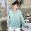 Chemises décontractées pour hommes Hommes Streetwear Vintage Mode Soie Style Tissu Lâche À Manches Longues Robe Chemise Homme Harajuku Rétro Mâle 4 CouleursEld