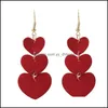 Andra örhängen smycken hjärta läder för lady lätt mode dubbelsidig damm dropp örhänge kvinnor flickar valentiner dh1bv