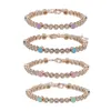 Urok bransoletki różowe złoto kolor 5a cz pastel Effed okrągły link do koralików łańcuch tennisowy kolorowy moda dziewczyna braceletcharm inte22
