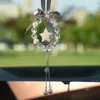 Interior Decorations Car Pendant Crystal Bead Bow Ribbon Auto Rearview Mirror Hanging Ornaments Bling Pink Decoration Accessories Girl Gifts