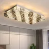 LED zilver rechthoekig vierkante kristal kroonluchters plafondlamp post modern Cleargrey kristallen slaapkamer licht warme woonkamer armatuur