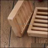 Soap Dishes Bathroom Accessories Bath Home Garden Fashion Natural Wooden Dish Tray Holder Storage Rack Plate Boxes Containers For Shower B