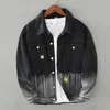 Men's Jackets Men Jean Jacket Long Sleeve Vintage Cowboy Classic Design Stylish Black Color Contrast Male CoatMen's