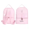 刺繍パーソナライズされたキッズダンスバックバッグバレエクラスのためのBallerina Pink Duffelのためのバレエ類のクラスCrossballyet Handbag 220318