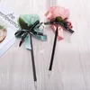 Decorative Flowers & Wreaths Fashion Hand Pen Creative Simulation Flower Bow Ball Wedding Long Stick Sign PenDecorative
