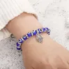 8MM Turkey Evil Blue Eyes Beaded Strands Bracelets Chain Men Women Kids Religious Hamsa Hand Charm Bracelet Bangles Handmade Jewelry