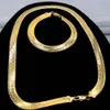 Trend Jewelry Set 18k Yellow Gold Filled Flat Herringbone Chain Set di bracciali con collana Accessori da uomo 24 pollici 8,26 pollici