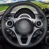 Steering Wheel Covers Black Genuine Leather Hand-Stitched Car Cover For Smart Fortwo Forfour 2022-2022Steering