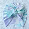 0-3T Velvet Winter Beanie voor pasgeboren hoofdwikkeling Tie-Dye Mix Color Baby Girls Bow Turban Hat Infant Knot Bonnet Bebes Skullies