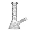 8.2-Inch Clear Beaker Glass Bong: Thick Glass with Sandblast, Diffused Downstem, 14mm Female Joint