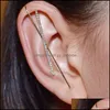 Andra örhängen smycken Rhinestone Earcuffs Fashion For Women Girls Ear Cler Hook Piercing Brosk Clip Wedding E Dhnok