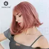 Wigs sintéticos estilo moda tendência feminina wig ar bate rosa bob cabeça curta perucas curtas Aplicação diária 220527