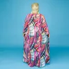 플러스 사이즈 드레스 5XLWomen 디지털 프린트 루즈 드레스 긴 소매 O 넥 캐주얼 외출용 대형 스윙 포켓 포함