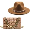 Fedora Hats Women Luxury Accessoires Gold Chain Bag Set Ladies Leder -Tote Kirche Elegant Wild Jazz Top Hat Party 2207256922695