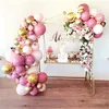 Balon Garland Arch Zestaw 101pcs Różowe i złote balony na przyjęcia urodziny przyjęcie weselne Dekoracje Baby Shower For Girl Boy T200526