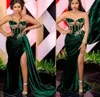 2022 Smaragdgroen Afrikaanse Prom Party Jurken Sexy Slit Sweetheart Arabisch Aso Ebi Fluwelen Plus Size Avond Gelegenheid Gown wear B080212p