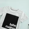 Kläder sätter 0-24m sommar kausal baby pojkar 2 st kläder bokstav lapptäcke kort ärm grå t skjortor kamouflage shortsclothing