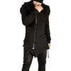 Hoodies Men Fashion Hooded Loose Coat Zipper with Side Lashing Crossed Plus Size Sweatshirt 220406