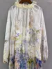 Avrupa Lüks Elbise Tasarımcının En Son Tasarım Renkli Çiçek Petal Dantel V Yaka Uzun Kol Kısa Elbise247x